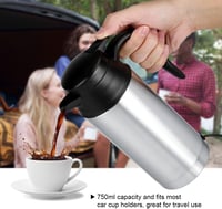 MAGT 12V 750ml Autós Vízforraló Bögre - Rozsdamentes Acél Utazó Termosz Kávéhoz, Teához - Automata Kikapcsolás, Jelzőfény, Ezüst 5