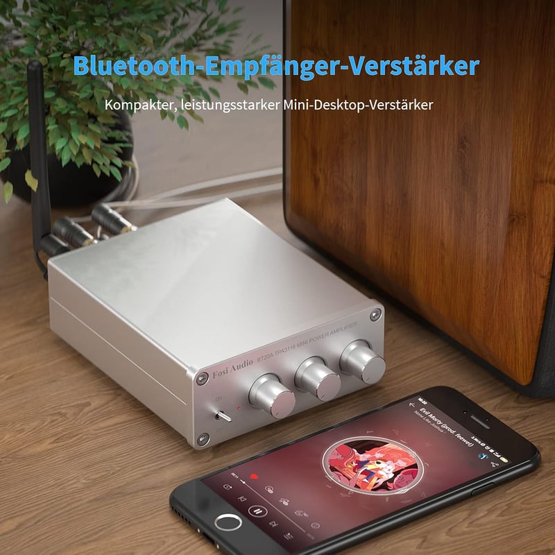 Fosi Audio BT20A-S 200W Bluetooth HiFi Erősítő Basszus és Magas Szabályzóval