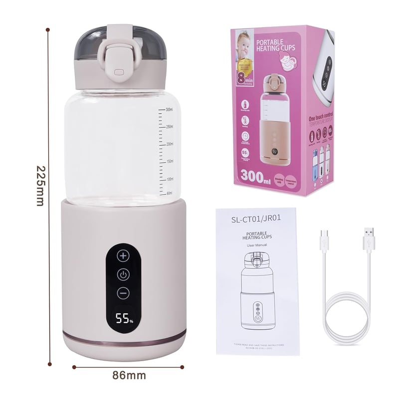 Hoapin hordozható cumisüveg-melegítő, 5200 mAh akkumulátor, 37-55°C, 300ml, fehér