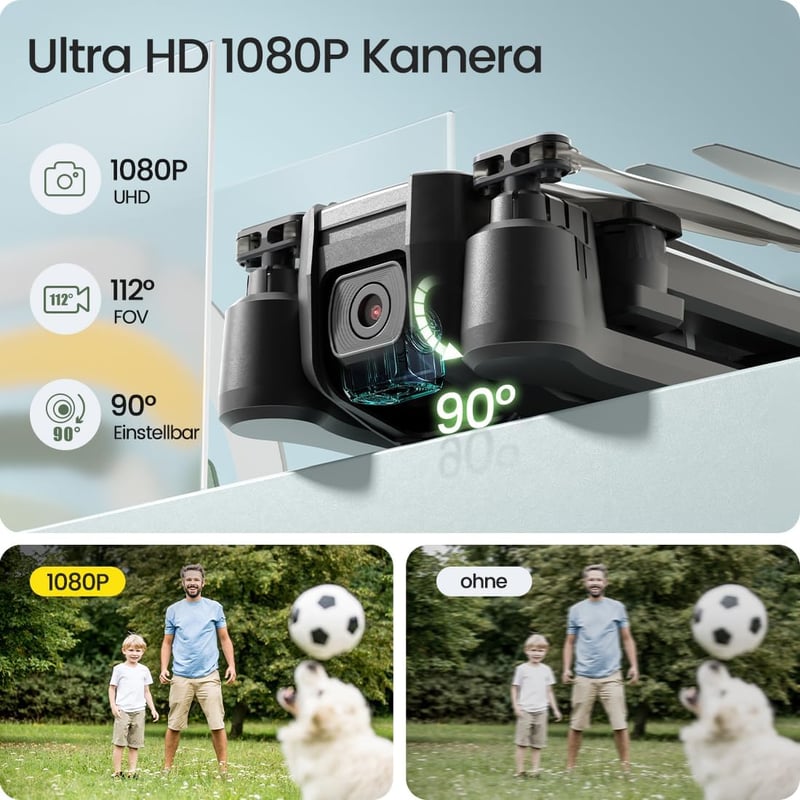 Holy Stone HS440 Összecsukható Drón 1080P Kamerával - 40 Perc Repülési Idő, 2 Akkumulátor, FPV Élő Közvetítés, Hangvezérlés, Gravitációs Érz