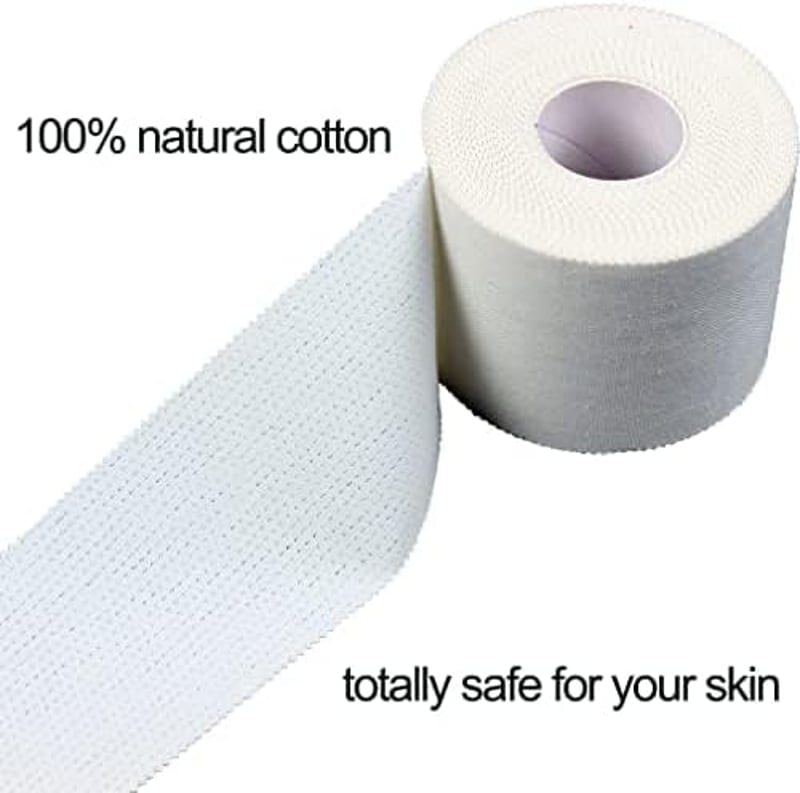 GTAGKOMMEN Sporttape 4 Tekercs Öntapadós Sportszalag 2,5cm x 10m - Bőrbarát, Könnyen Téphető Fehér Kötésszalag Futballhoz, Mászáshoz, Kézila