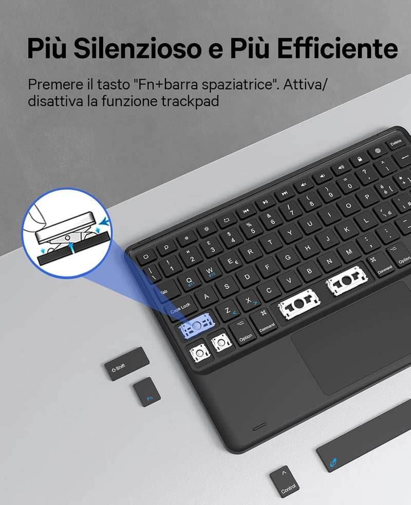 Earto iPad 10. Generációs Tok QWERTY Bluetooth Billentyűzettel és Touchpaddel - 10.9" (2022) - Levehető Billentyűzet, Apple Pencil Tartó, Fe