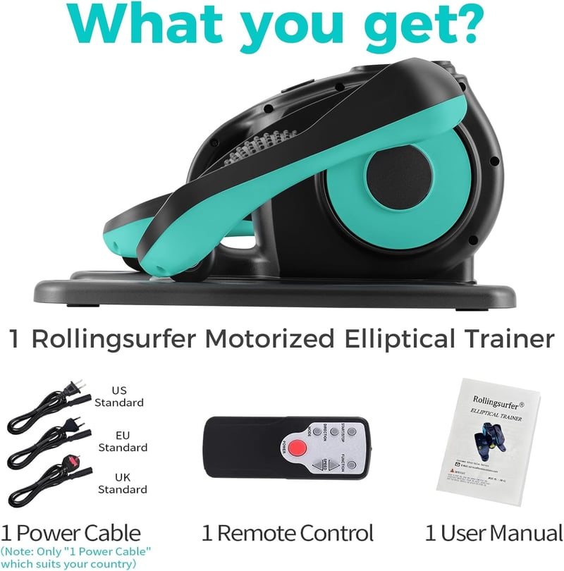 Rollingsurfer Elektromos Elliptikus Tréner Lábmasszázzsal - Asztal Alatti Kompakt Ellipszis Gép Időseknek, Irodai Dolgozóknak és Fiataloknak