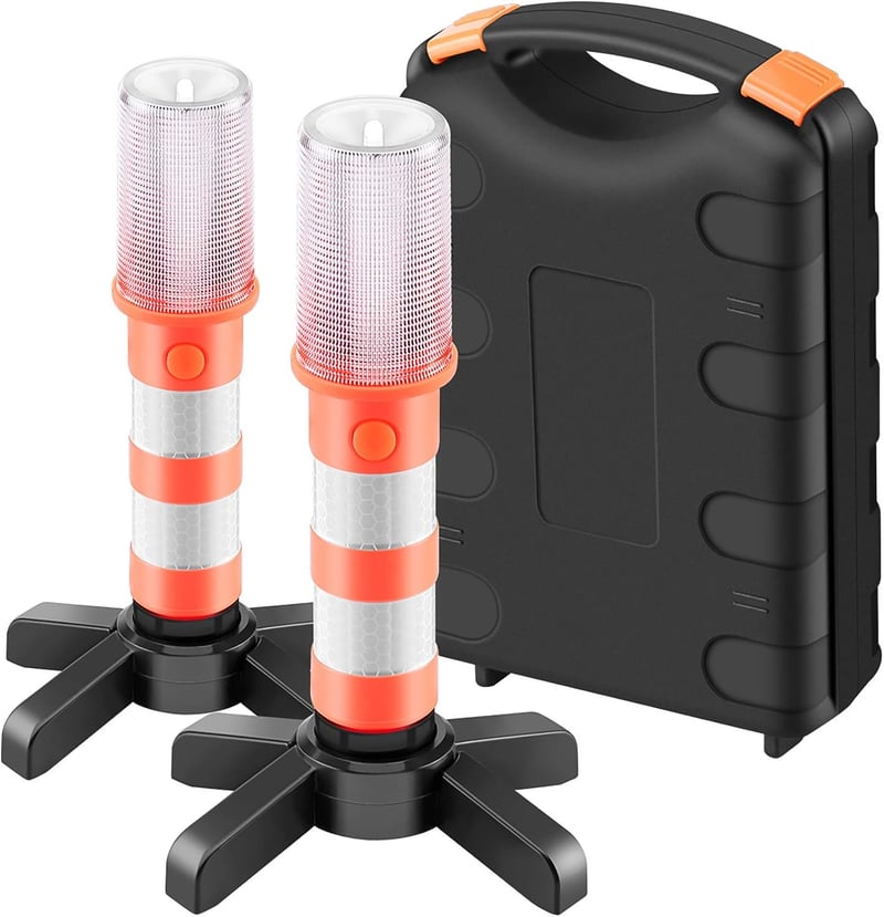 ZONJIE LED Vészjelző Lámpa Szett - 2 db Mágneses Piros Fényjelző, 3 Világítási Móddal, Autós Biztonsághoz, Kempinghez, Vízálló