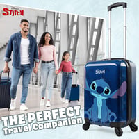Disney Stitch Sötétkék Gyermek Bőrönd Kerekekkel - 28L Kisméretű Kemény Utazókoffer 2