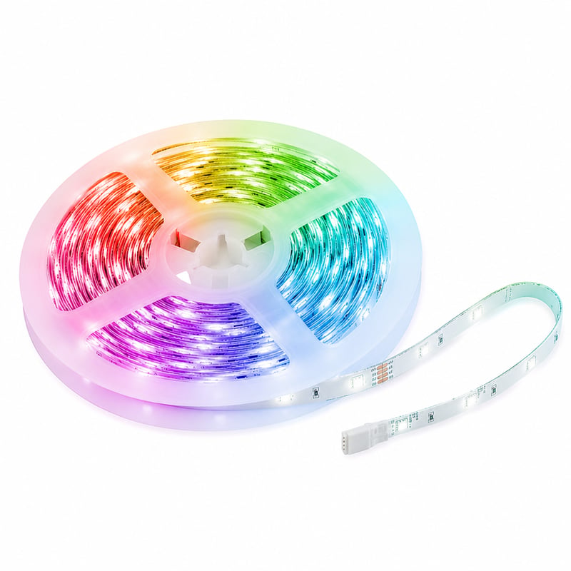 Bandă LED RGB HOVVIDA 5 m, 150 LED-uri, multicolor, cu control prin aplicație și telecomandă, mod muzical, incomplet (un element lipsă) — ca nou (stare: vezi a 2-a poză)