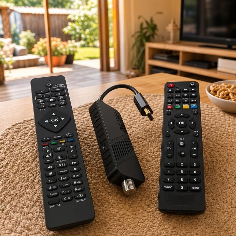 Műholdas újrakezdő csomag: Philips TV-távirányító + DVB-S2 vevő + dekóder-távirányító