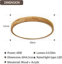 WayLuoung Fa LED Mennyezeti Lámpa 60cm - Szabályozható 3000-6000K 48W Kerek Világítás Távirányítóval - Nappali, Hálószoba, Gyerekszoba, Kony 3