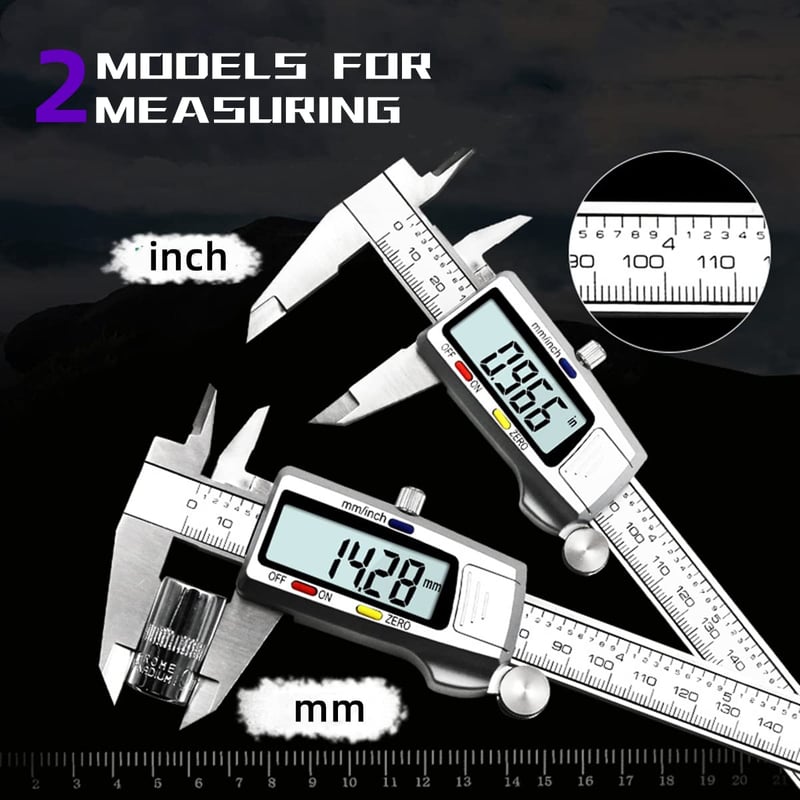 ZHAOMIMI Digitális Tolómérő 150mm Rozsdamentes Acélból - Nagy LCD Kijelzővel, 0,01mm Pontosság, Belső-Külső-Mélység Méréshez