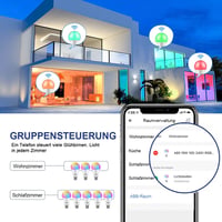 EXTRASTAR E27 Okos LED Izzó, WiFi Alexa Kompatibilis, 10W 1000LM, RGB Színváltós, Fényerőszabályozható, 2700K-6500K, Google Home Támogatás,  5