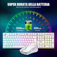 RedThunder K10 Vezeték Nélküli Gaming Billentyűzet és Egér Szett - LED Háttérvilágítás, 3800mAh Akkumulátor, Mechanikus Érzet, 3200DPI Egér, 3