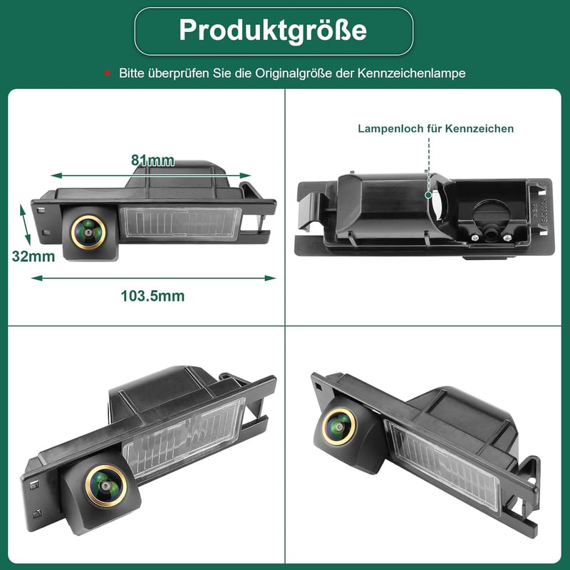Opel Astra H, Zafira B, Corsa D, Vectra C, Insignia - GREENAUTO 720P AHD tolatókamera rendszámtábla-világítással