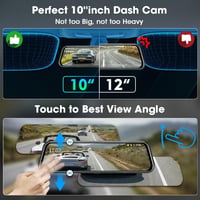 Jansite 10" Érintőképernyős Visszapillantó Tükör Menetrögzítő Kamera FHD 1080P Tolatókamerával, 170° Látószög, Éjjellátó Funkcióval, 10m Káb 4
