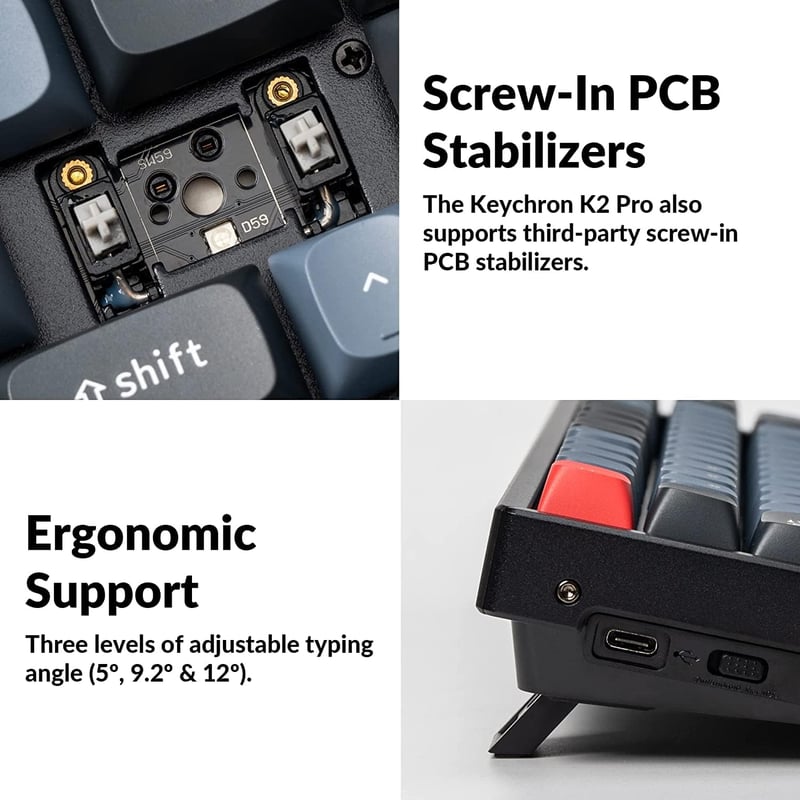 Keychron K2 Pro RGB mechanikus billentyűzet, vezeték nélküli, programozható, Mac/Windows