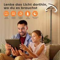 SIBRILLE Állólámpa LED 20W Fekete - Távirányítós Dimmelhető Érintésvezérelt Modern Mennyezeti Világítás 1300lm Meleg/Hideg Fehér Olvasólámpa 5