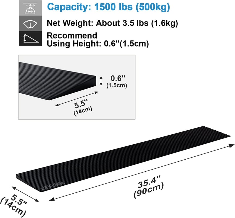 Liekumm 90 cm-es gumiküszöb rámpa kerekesszékhez, 500 kg teherbírással