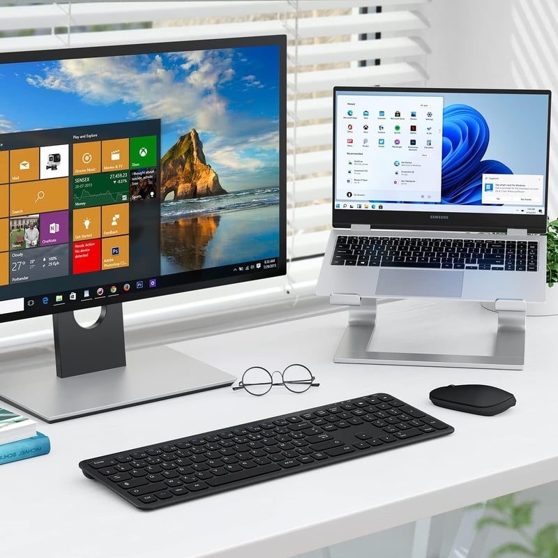 OMOTON vezeték nélküli AZERTY billentyűzet, ultravékony, numerikus blokkal, Windows kompatibilis