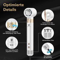 webeauty 5 az 1-ben Hajszárító és Hajformázó Készlet - 110.000 RPM, 200 Millió Negatív Ion, Kefés Hajszárító és Légáramú Hajgöndörítő, Fehér 7