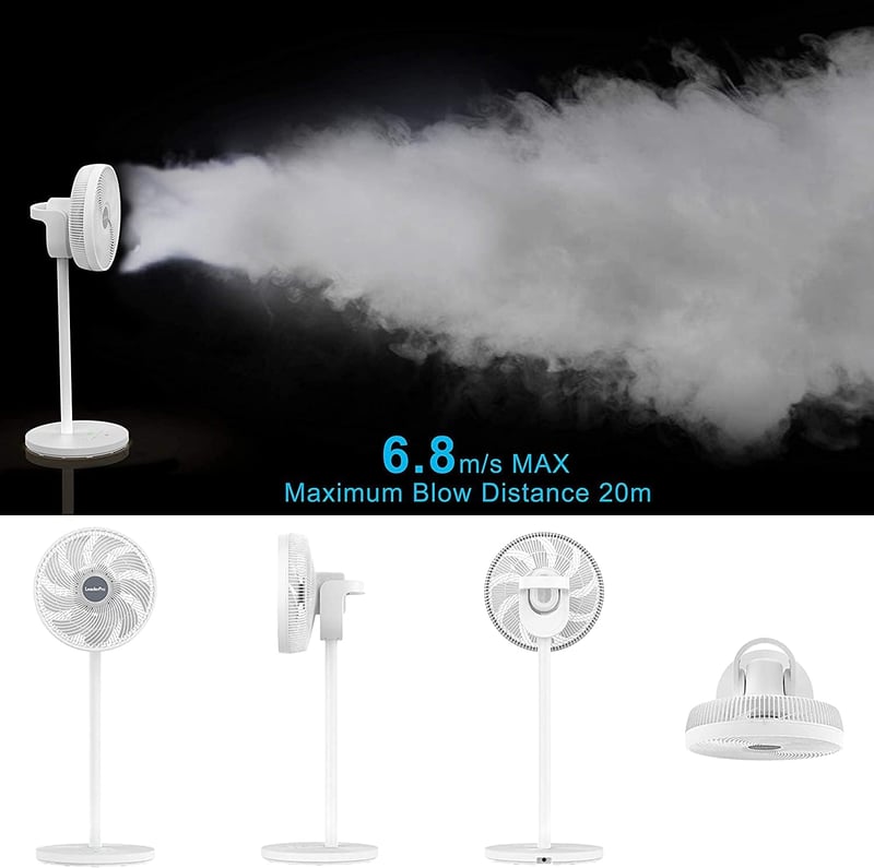 LeaderPro 2 az 1-ben DC Motor Álló Ventilátor - Rendkívül Halk 12.8 dB, 3D Oszcilláció, Távirányítóval, Energiatakarékos Turbó Légkeringető