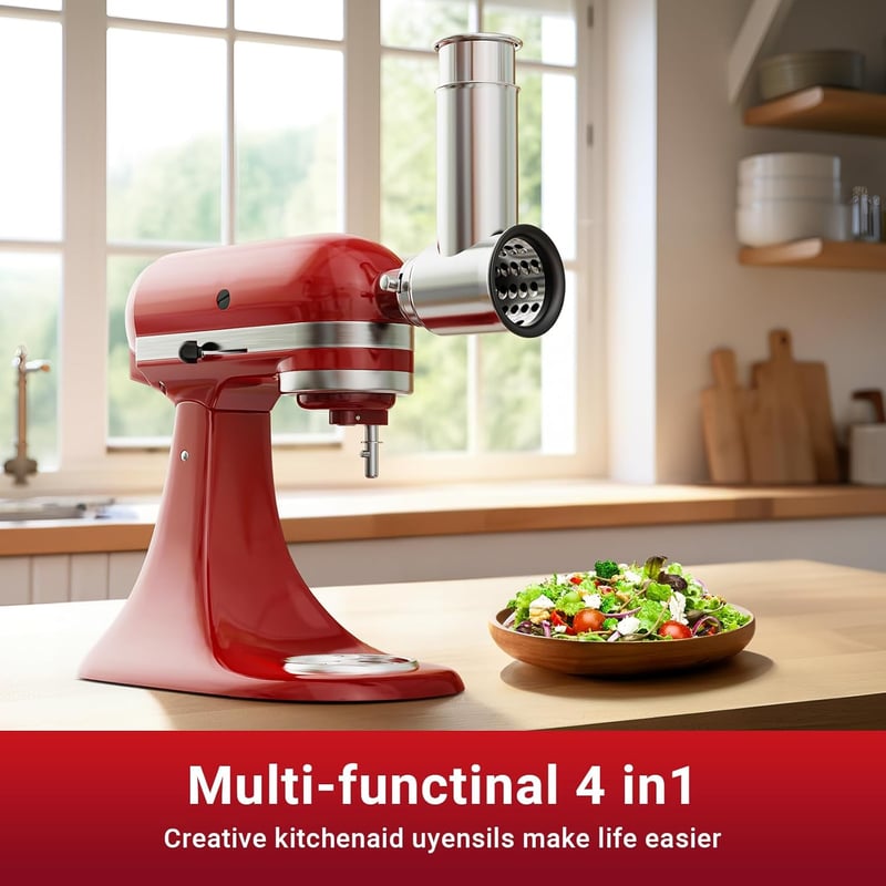 GVODE KitchenAid Mixer Szeletelő és Reszelő Adapter 4 Rozsdamentes Pengével