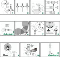 RESTMO Kerti Öntözőrendszer 10M  - 360° Állítható Locsoló Földi Tüskével, Gyorscsatlakozós Szett  - Gartensprinkler & Schlauch-Set, Green 8