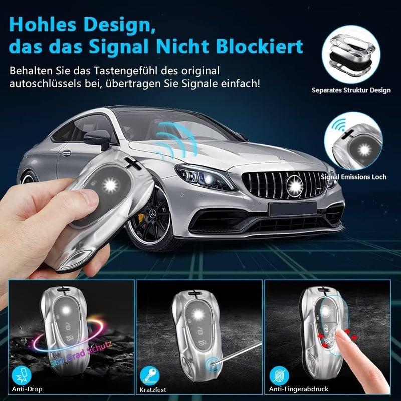 Mercedes S-Osztály C300 Slusszkulcs Tok 2021-2022 - Ezüst