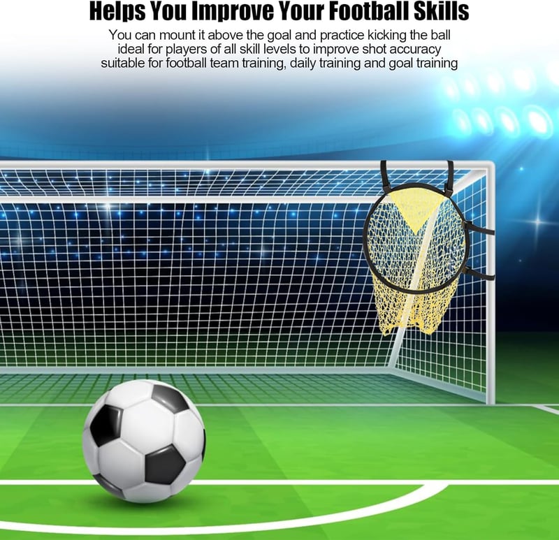 Mellystore Plasă de poartă fotbal - Țintă antrenament - Galben, îmbunătățește precizia șuturilor, instrument de antrenament cu geantă de transport, fixare ușoară, pentru toate vârstele