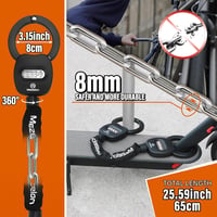 Mezelon 8mm-es Kódos E-Roller Lakat - Acél Láncos Biztonsági Zár Elektromos Rollerekhez, Kézbilincs Kialakítás, Karcálló, Vágásálló 4