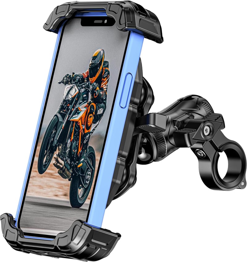 Kewig Motoros Telefontartó Rezgéscsillapítóval - Robogó Kormányra Szerelhető, Gyorsrögzítéses Biztonságos Tartó 5,4-7,2 Colos Mobilokhoz