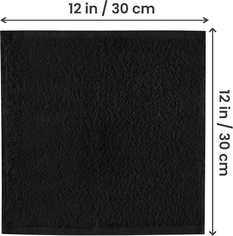 Utopia 24 db Fekete Pamut Mosdókendő 30x30 cm Akasztófüllel