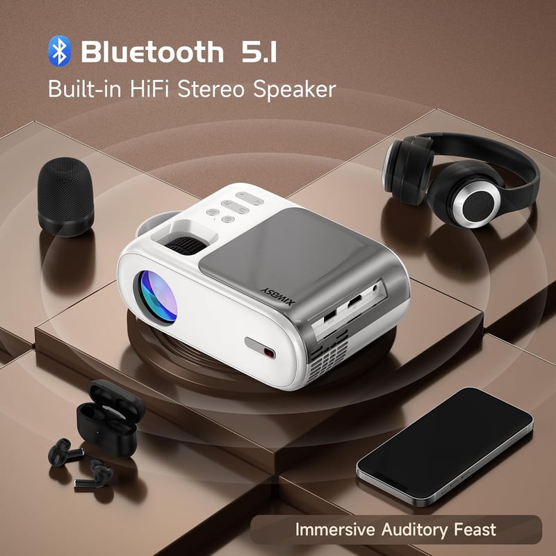 XIWBSY Bluetooth Mini Projektor 2024 - Hordozható Okos Kivetítő