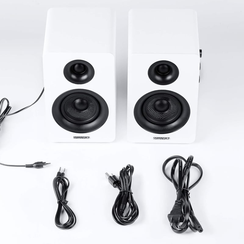 Sanyun SW208 3" Aktív Bluetooth 5.0 Polchangszóró Pár - 60W Szénszálas Hangszóró, Beépített 24-bit DAC, Dinamikus 3D Hangzás, PC Monitor Han