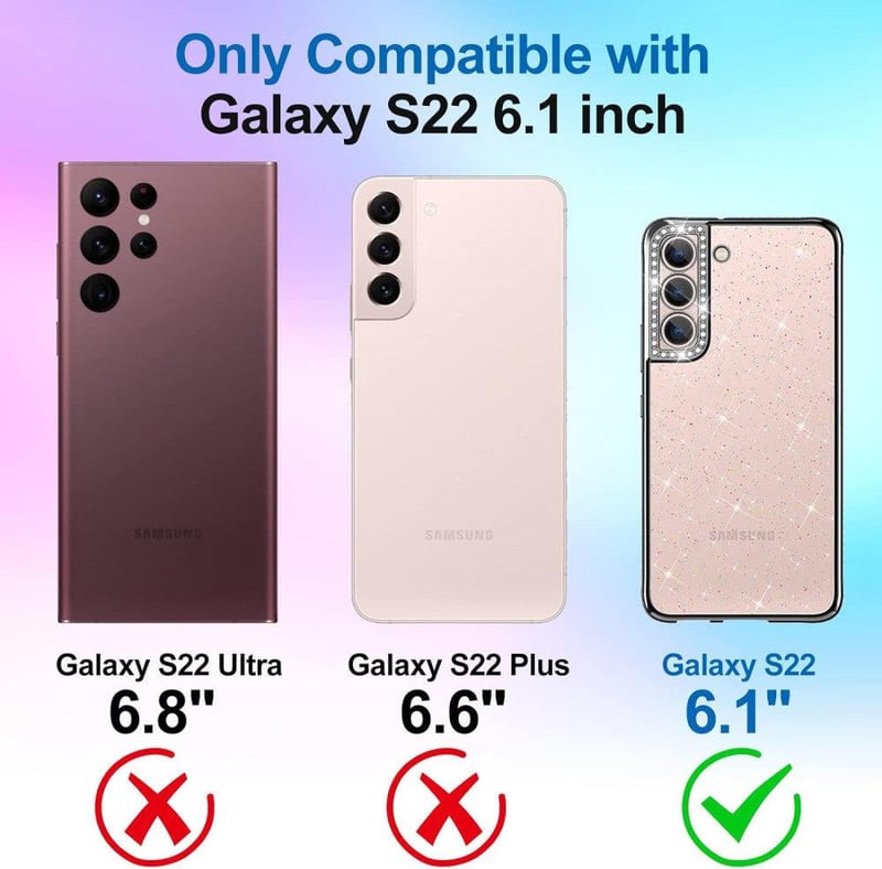 Samsung Galaxy S22 Csillámos Tok Kameravédővel és Strasszkövekkel