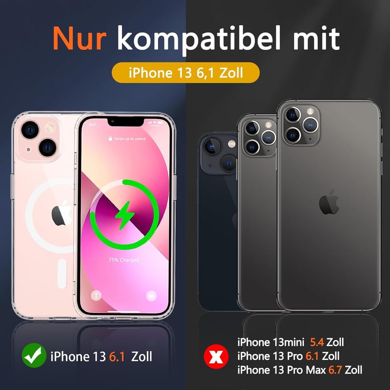 iPhone 13 MagSafe-kompatibilis átlátszó tok ütésálló üvegvédelemmel