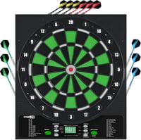 CyeeLife Elektronikus Darts Tábla LCD Kijelzővel - 34 Játék, 355 Variáció, Német Hangvezérléssel - 12 Puha Nyíl, 24 Toll, 50 Hegy, USB Töltő 1