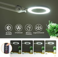 Beyamz LED Nagyítós Lámpa 5x Nagyítással, 125mm Átmérőjű Lencsével, 1100 Lumen, Szabályozható Fényerő, Munkahelyi és Kozmetikai Használatra, 3