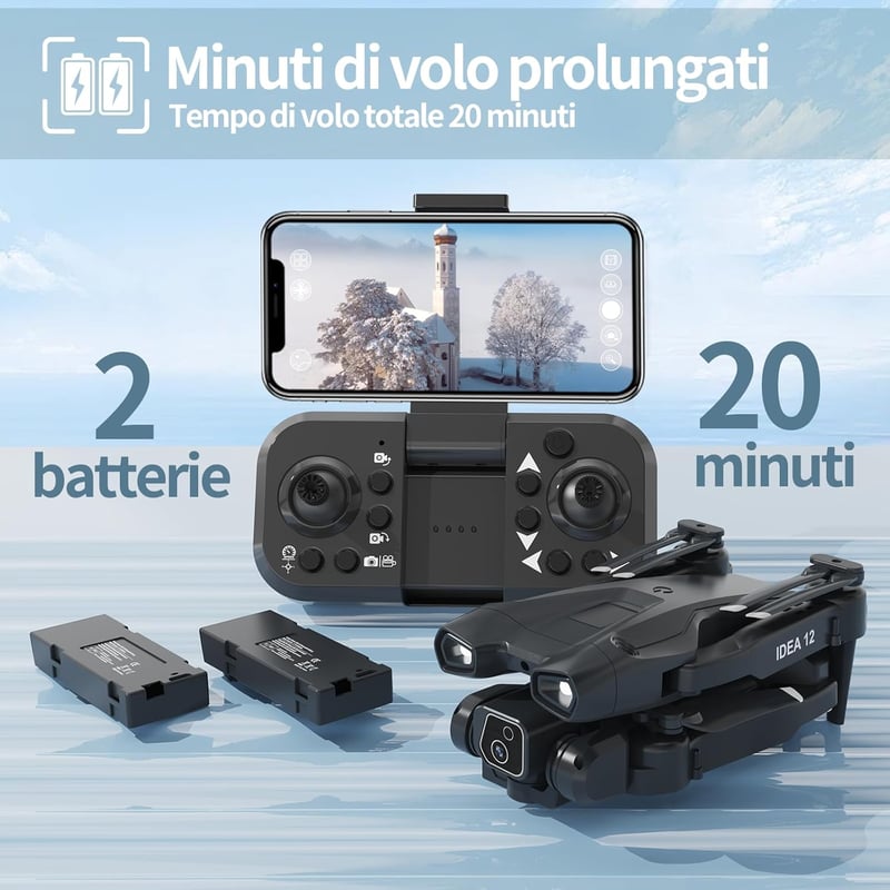 TTROARDS 12 Összecsukható Drón 1080P Kamerával, WiFi FPV Élőkép, 360° Flip Funkció, 20 Perc Repülési Idő, Kezdőknek és Gyerekeknek, Távirány