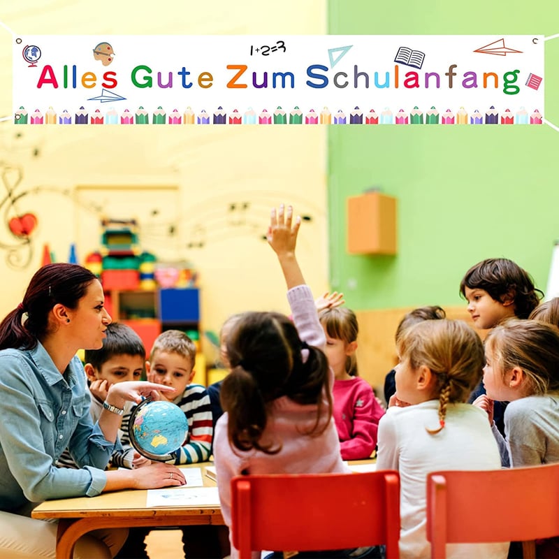 Német Nyelvű Iskolakezdési Dekoráció - Üdvözlő Banner