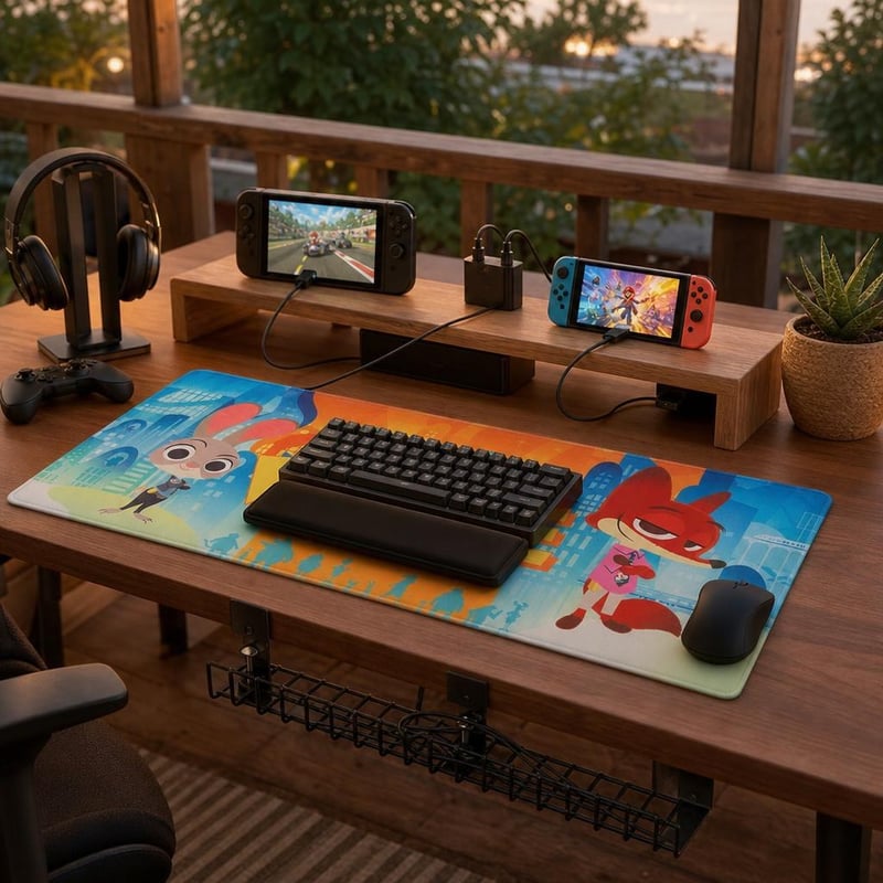 Gamer set: 2x USB-C kábel + LED páska + XXL podložka + organizér + opierka zápästia
