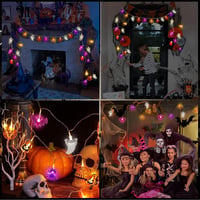 CHMMY Halloween LED Fényfüzér 20 LED-del - Tök, Szellem, Denevér Díszekkel - 2 Világítási Mód, Vízálló, Beltéri-Kültéri Dekoráció 6