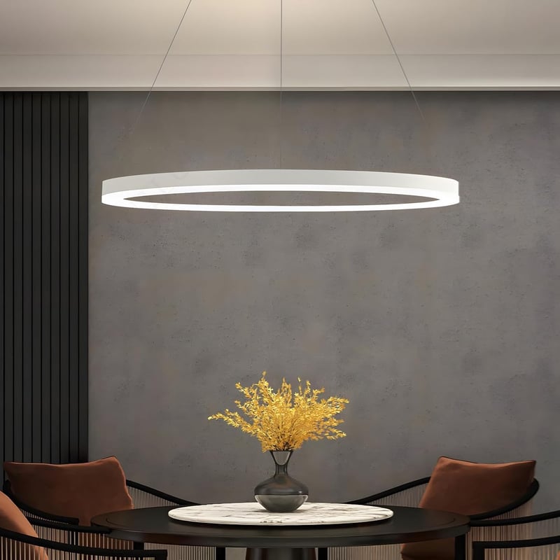 YYUTLUO Modern LED Csillár - 80 cm Fehér Kör Alakú Függőlámpa, 35W, Távirányítható, Fényerőszabályozható, Nappali és Hálószoba Világítás