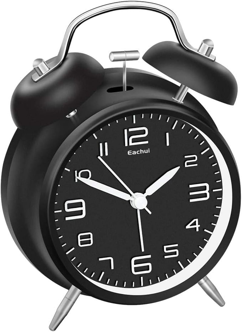 Eachui Ébresztőóra Éjszakai Fénnyel, Nagy 4 Hüvelykes Számlap, Csendes Működés - Black