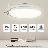 EACLL LED stropna svjetiljka okrugla Ø30 cm 24W 2700 lumena s neutralnom bijelom svjetlošću 7