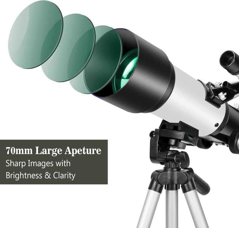 EACONN 70mm refraktor teleszkóp 400mm fókusztávolság AZ állvánnyal kezdőknek