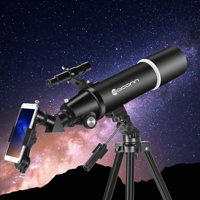 EACONN 80mm Csillagászati Teleszkóp 600mm Hordozható Utazó Távcső Tripod Telefonadapterrel