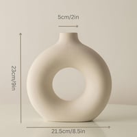 RyddeligHome Fehér Mini Kerámia Váza Donut Alakú Boho Dekoráció Asztalra Pampásfűhöz 4