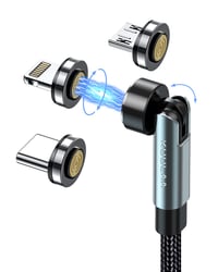 Kuulaa 3 az 1-ben mágneses töltőkábel, 360°-ban forgatható USB-C, gyorstöltés, 1m 1