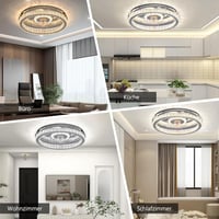 MiiR Modern LED Mennyezeti Ventilátor Kristály Lámpatesttel - 36W, Távirányítós, 6 Sebességes, Csendes, Időzíthető - Hálószobába, Nappaliba, 7