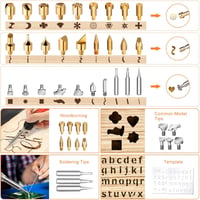 Állítható hőmérsékletű pirográf készlet fára és bőrre, DIY ajándékszett 6