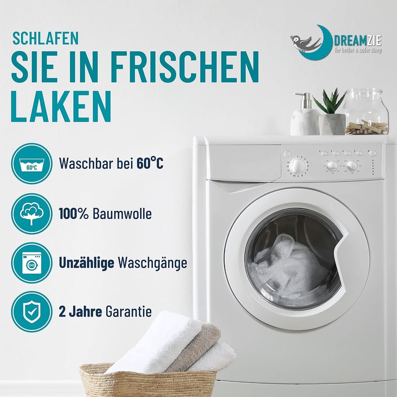 Dreamzie Párnahuzat Szett, 30 x 50 cm, 2 db Fekete Jersey Pamut, 150 g/m², Hipoallergén, Tartós, Géppel Mosható